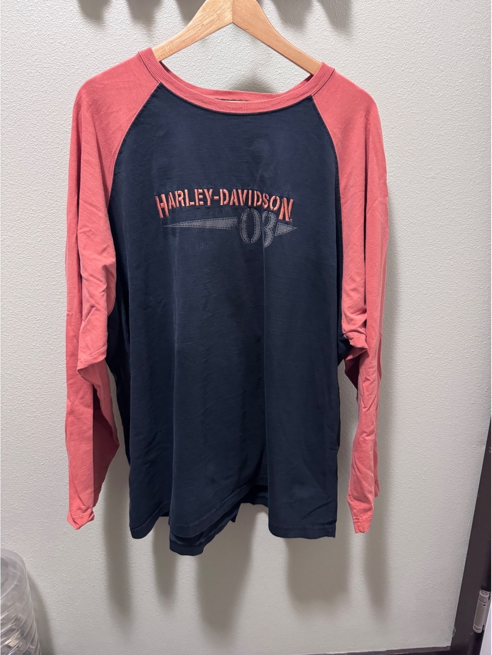 Harley Davidson MotorClothes 3XL Long Sleeve Raglan Shirt USA Black Red 03